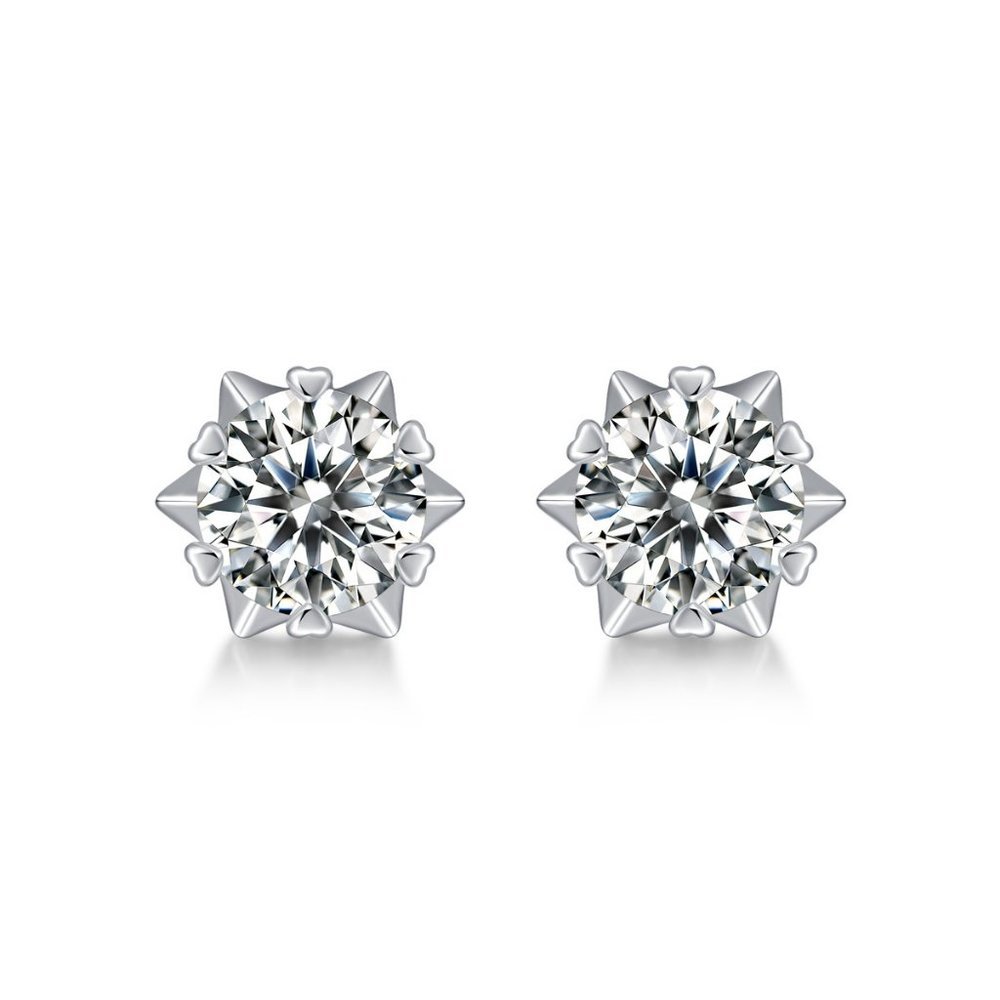 Certified 2ct. t.w. Moissanite Diamond Snowflake Stud Earrings NEW - Picture 4 of 10